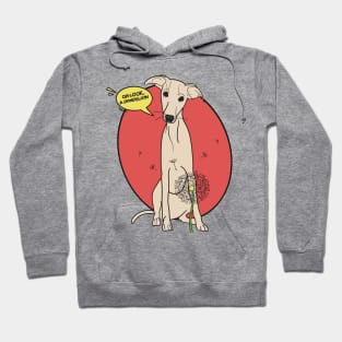 Funny greyhound design; Fawn Italian greyhound with a dandelion flower Hoodie